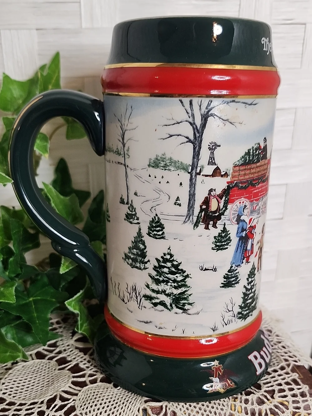 👉*VINTAGE* 1991 BUDWEISER / ANHEUSER BUSCH SEASONAL STEIN (CS133) ~CLYDESDALES